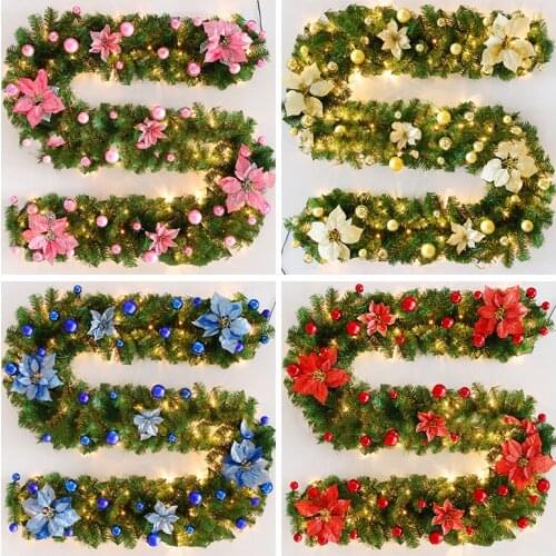 2.7m (9ft) Artificial Wreaths Christmas Garland Fireplace Wreath For Xmas New Year Tree Home Party Decoration Pendant Ornament