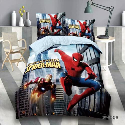 Hero Spider-Man Iron Man Bedding Set Twin Size Bed Sheets For Kids Quilt Duvet Covers Single Bedroom Decor Boys Home 3D Printed