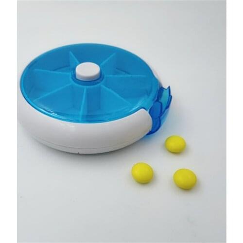 Creative Multifunction Round Seven Lattice Rotation PCS Portable 7, 7 Days A Week Week Plastic Portable Small Boxes