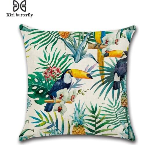 Summer Tropical Plants Pillow Case sofa Decorative cotton Linen Pillowcases Flamingo Throw Pillow Cover Home Decor jojo siwa