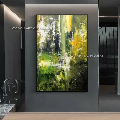 The Top Selling Green Forest Hand Painted Oil Painting on Canvas Abstract Wall Picture for Office Building Decor Art No Framed