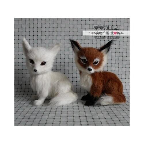 Simulation animal squatting fox 11x8x15cm model polyethylene&furs fox home decoration birthday gift d805