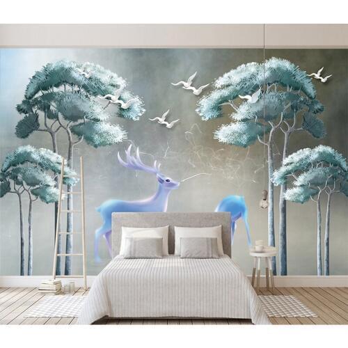 Custom Animal Wallpaper 3D Mural Wall Paper For Living Room Wallpaper TV Background Home Decor Elk Pattern Papel De Parede 3D