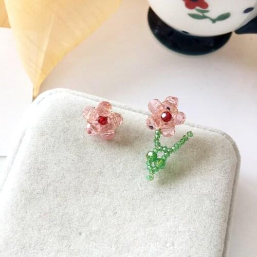 Cute Crystal New Summer Stud Earrings Flowers Hand Made Indian Earrings