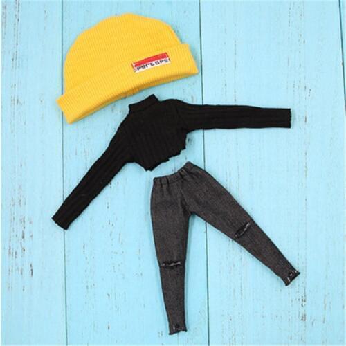 DBS Blyth icy doll clothes hip hop wind clothes long sleeve t-shirt hole jeans hat canvas clothes for the 1/6 JOINT body girl