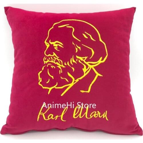 Karl Heinrich Marx Pillow Doll Signature Cosplay Plush Toy Hand Embroidery Sofa Cushion Home Decoration for Gift 40x40CM
