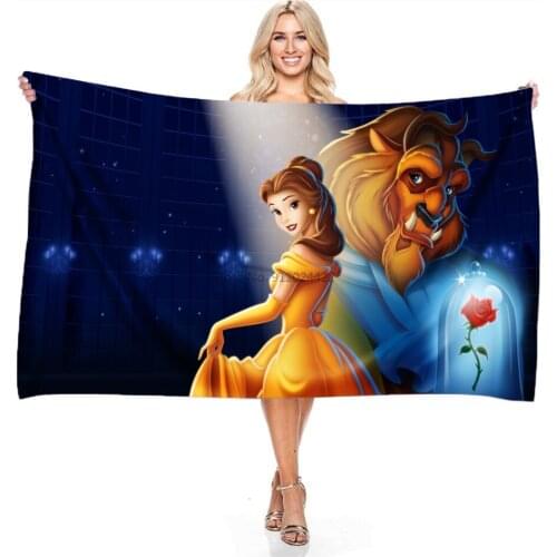3d Beauty and The Beast Towel Disney Cartoon Printed Beach Towel Bath Towel Adult Children Microfiber Rectangular Shower Towels