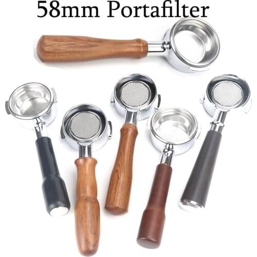 Portafilter 58mm EXPOBAR E61 Coffee Machine Solid Wood Bottomless Handle Portafilter 58MM Universally Applicable Bottomless