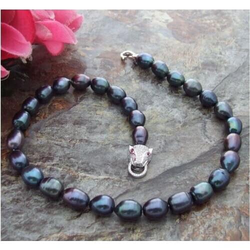 STUNNING 11-13MM TAHITIAN BLACK GREEN PEARL NECKLACE 18 INCH