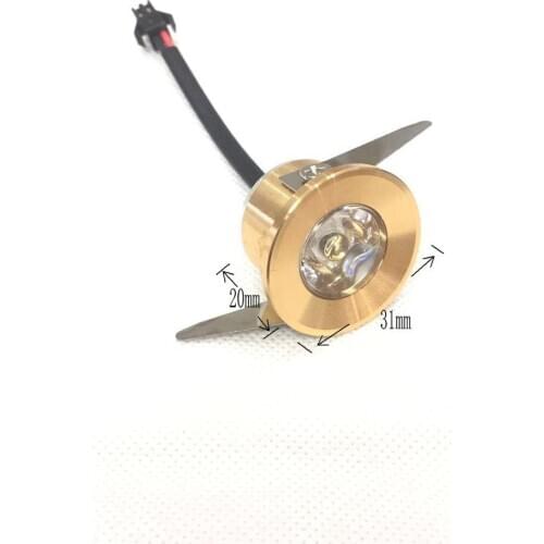 10pcs/lot Mini Downlight Under 31mm Cabinet Spot Light 1W Ceiling Recessed Lamp AC85-265V GOLD Down lights free shipping