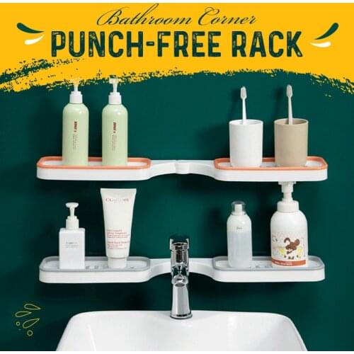 Bathroom Corner Punch-Free Rack Shampoo Storage Rack Holder With Suction Cup Bathroom Shelves Bathroom Accessories Dropship