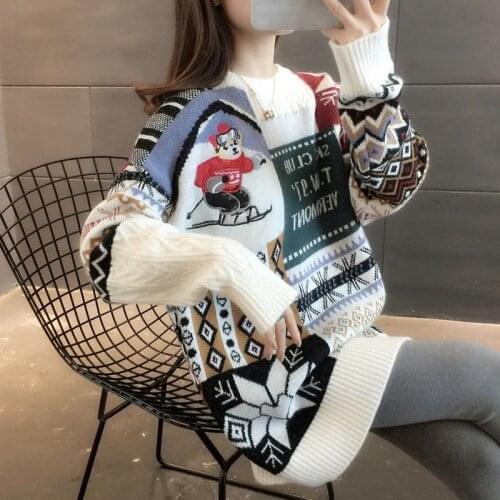 Lazy Style Sweater Womens New Style Womens Clothing Explosion Models Loose Thick Inner Base Shirt Autumn and Winter Wear