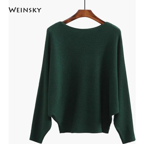 Women Knitted Sweaters Batwing Sleeve And Pullovers Ladies Autumn 2018 oversized Yellow Pink White Black Fashion Solid Sweaters