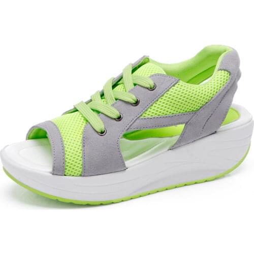 2021 New Platform Sandals Women Wedge Shoes Fashion Breathable Mesh Peep Toe Ladies Beach Shoes Summer Womens Sandalias WSH3306