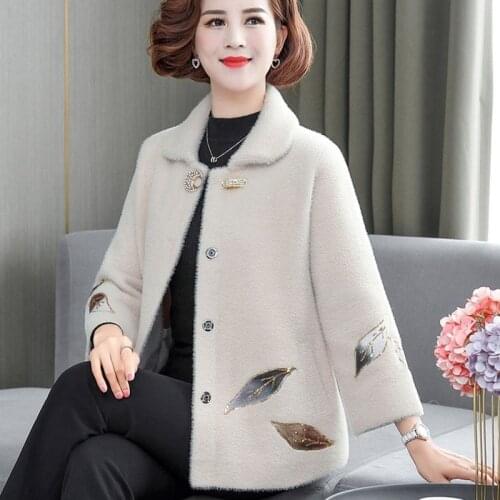 Women 2021 Autumn Winter New Imitation Mink Cashmere Cardigan Coat Female Long Sleeve Thick Warm Casual Knitted Sweaters X493