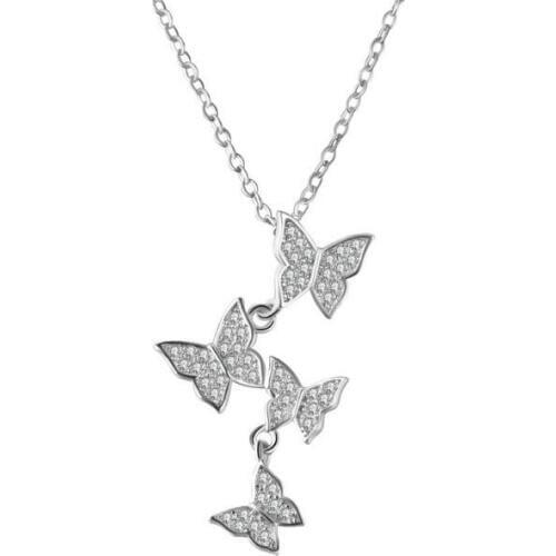 Bohemian Silver Plated Long Butterfly Necklaces For Women Silver Color Fashion Choker Necklace Statement Jewelry Gifts Collar