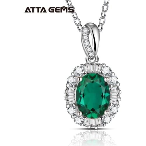 1.0 Carat Emerald Pendant Necklace for Women 925 Sterling Silver Jewelry Green Gemstone Necklace Anniversary Party Jewelry Gifts