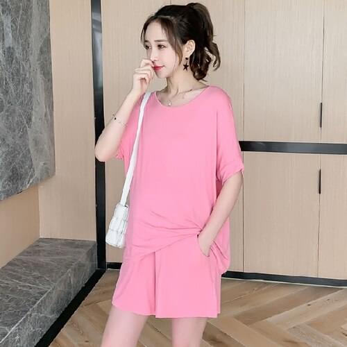 05827# T shirt + Maternity Pants Two-piece Maternity Clothes Loose Modal Short Sleevess Set Pregnant Women Pregnancy Clothes