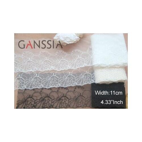 1yard Width:11cm Quality Lace Trim Beige & Ivory White & Black for DIY Clothing Decoration Lace(SS-2205)