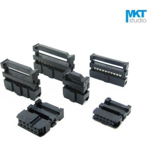 10Pcs Female 2.54mm Pitch FC IDC Connector Socket ISP JTAG Header For Flat Ribbon Cable Sample 24P 26P 30P 34P 40P