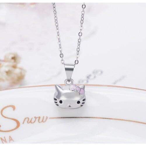 2020 Classic KT cat Head Necklace Woman Simple kt Necklace Exquisite Cute Cat Accessories Jewelry