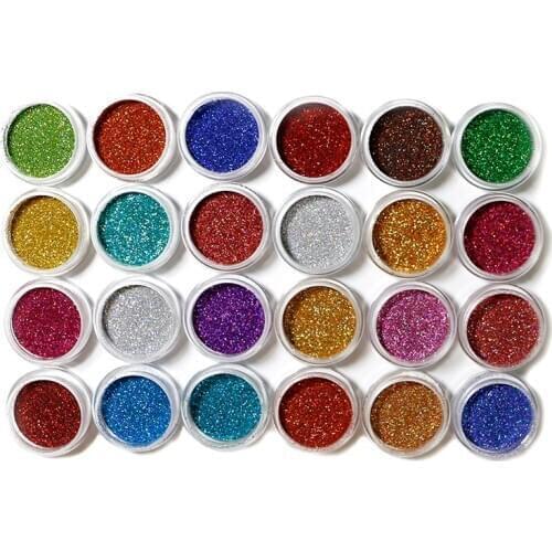 24 jar/Lot Chunky Holographic Hexagon Glitter Mix (Face/Body/Eye Nail) Festival Chunky Dust Gel Manicure Glitter For Nail Art