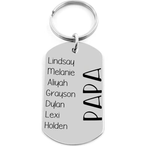 Gift For Him Dad Keychain Grandpa Keychain Gift for Men Keychain for Dad Personalized Key Chain Dog Tag Family Names