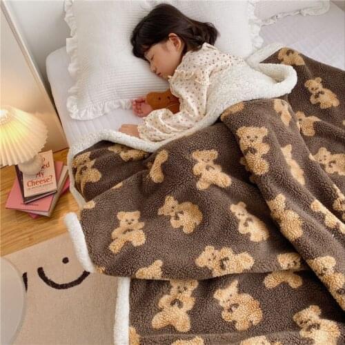 Kawaii Autumn Winter Children Double-sided Lamb Velvet Blanket Baby Boy Girl Blanket Newborn Warm Bedding Quilt Swaddle Wrap