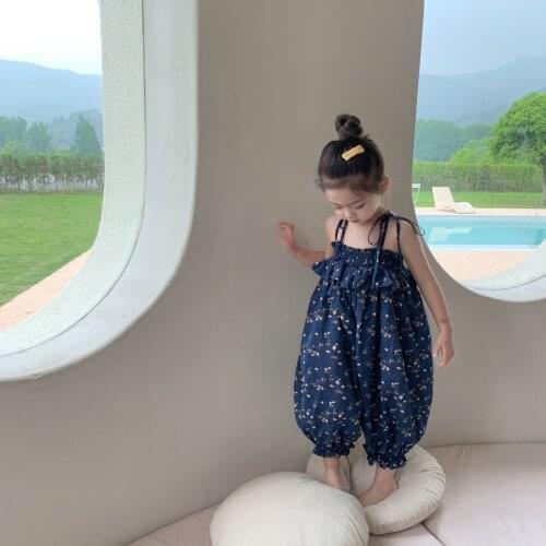 Baby Girls Jumpsuits 2021 Summer New Kids Girl Korean Floral Loose Overalls 2-8 Y Childrens Cute Bloomer Pants Toddler Overalls