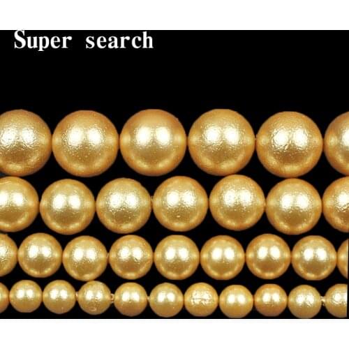 Natural Matte Shell Pearl Dark Yellow Beads6 8 10 12 mm Handmade Round Loose Beads With Half Hole Necklace DIY Jewelry Making