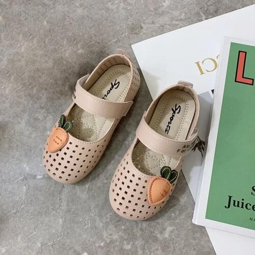 Summer Girls Leather Hollow Sandals Children Fashion Sandalias Kids Falts Toddler Gilrs Baby Cartoon Carrot Princess Shoes 2-13Y
