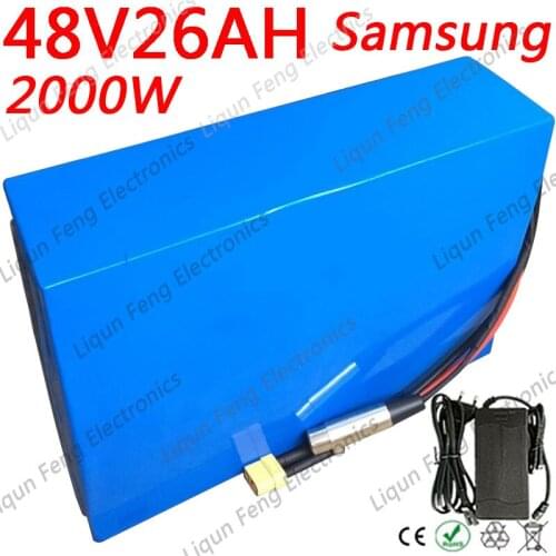48V 25Ah Lithium Battery 48V 2000W 1500W 1000W Electric Bike Battery 48V 10Ah 13Ah 15Ah 18Ah 20Ah 25Ah Ebike Battery+5A Charger