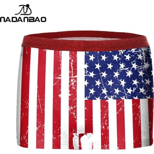 NADANBAO Mens Boxer Sexy Underwear For Swimming Shorts Flag Sexy Striped Homme Underpants Printed Beach Wear
