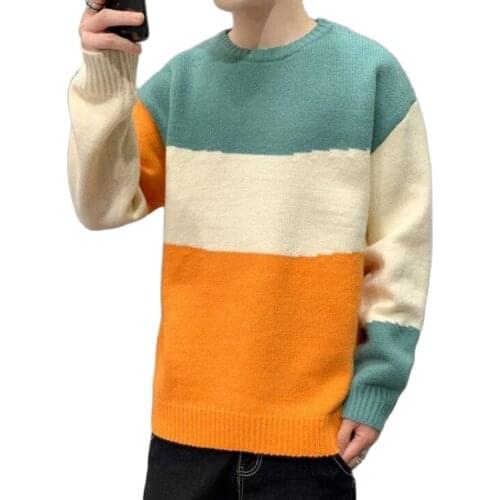 Men Autumn winter warm round collar sweater outerwear mens sweater clothing crochet knitted pullover sweaters