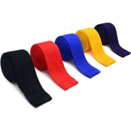 Korean Newest Men Ties Knitting Flat Head Narrow Corbatas Para Hombre Square Solid Stripe Wave Point Tie