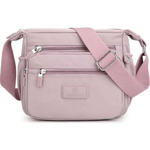 2021 New European and American Style Women Shoulder Bag Waterproof Nylon Travel Messenger Bag Multi-Pocket Simple Mummy Flap