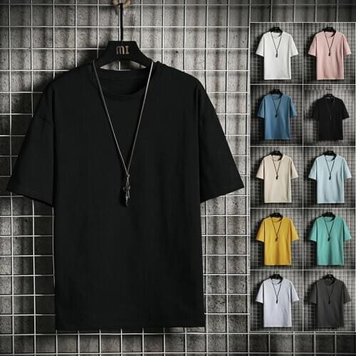 Summer New Mens T Shirts Daily Casual Short Sleeve Basic T Shirt Men 100% Cotton O-Neck Tops Tees Black White Yellow M-3XL