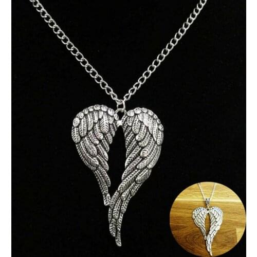 Chain Necklace Fashion Silver plated Sweater Chain Guardian Pendant Angel Wings