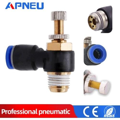 SL 4 6 8 10 12mm Fast connection Pneumatic Fitting M5" 1/8" 1/4" 3/8" 1/2 air speed Regulating valve throttle valve