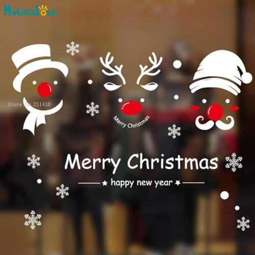 Merry Christmas Two Colors Window Wall Sticker Snowflake Home Décor Shop Murals Removable Gift For Friend YT5274