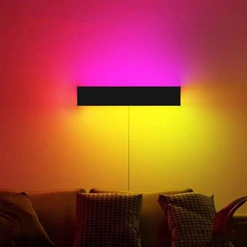 Modern Creative RGB LED Wall Lamp With Remote Control Bedroom Bedside Living Room Cafe Bar Decor Colorful Dimmable Wall Lights
