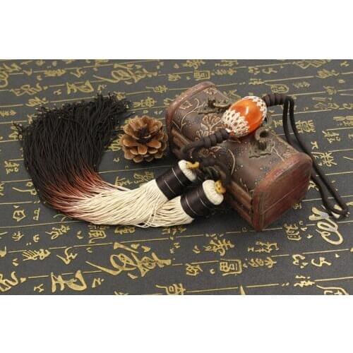 Tai Chi Or Kung Fu Sword Tassel Martial Arts Sword Tassel Multi Color White And Brown with orange bead