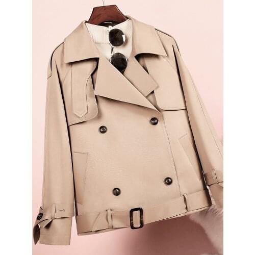 Spring and Autumn Jacket Short Jacket Womens Suit Collar Short Womens 150cm High Versatile Windbreaker Thin