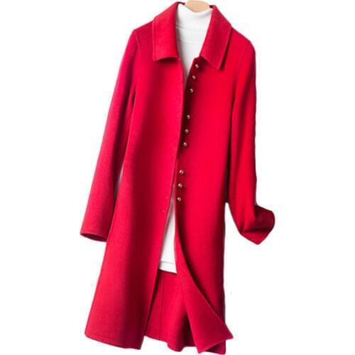 Women Korean autumn Winter Long Overcoat Outwear New Double-faced cashmere coat Camel womens high-end Casual Wool Jacket F1006