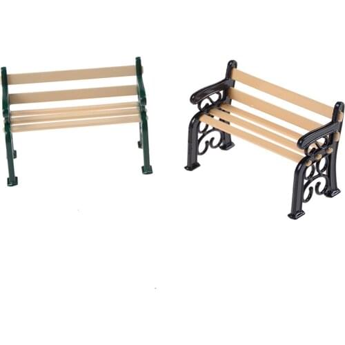 1:12 Black Metal Dolls House Miniature Garden Furniture Accessories For Home Decor Kids Gift Craft Ornament Wooden Bench