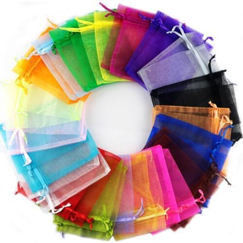 100pcs 22 colors 11X16 15X20 17X23 20x30cm organza bags wedding decoration party gift bag drawable jewelry packaging pouches N15