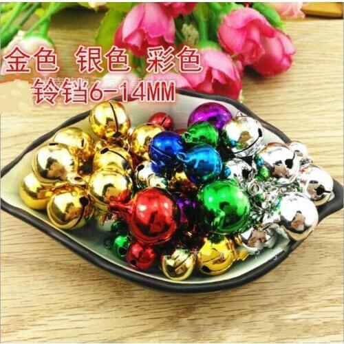 100pcs 6-24mm Jingle Bells Hanging Christmas Pendant Tree Ornaments Christmas Decorations Colorful Silver Golden Christmas Bells