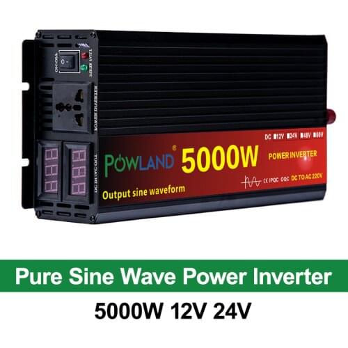 12V/24V 220V 2000/3000/4000W Pure Sine Wave Power Inverter Voltage transformer DC12V to AC 220V Converter+2 LED Display