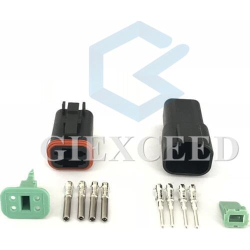 2 Sets 4 Pin DT06-4S DT04-4P Black Colour Waterproof Electrical Connector Female Male Automotive Socket For Deutsch