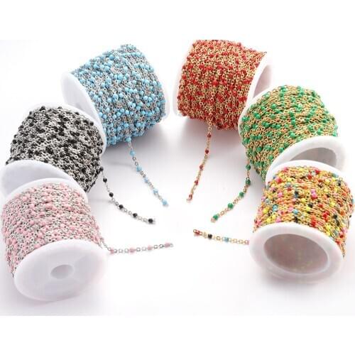 2Meters Gold Necklace Stainless Steel Chain Roll Enamel Metal Chain Accessories For Jewelry Making Chain Components DIY